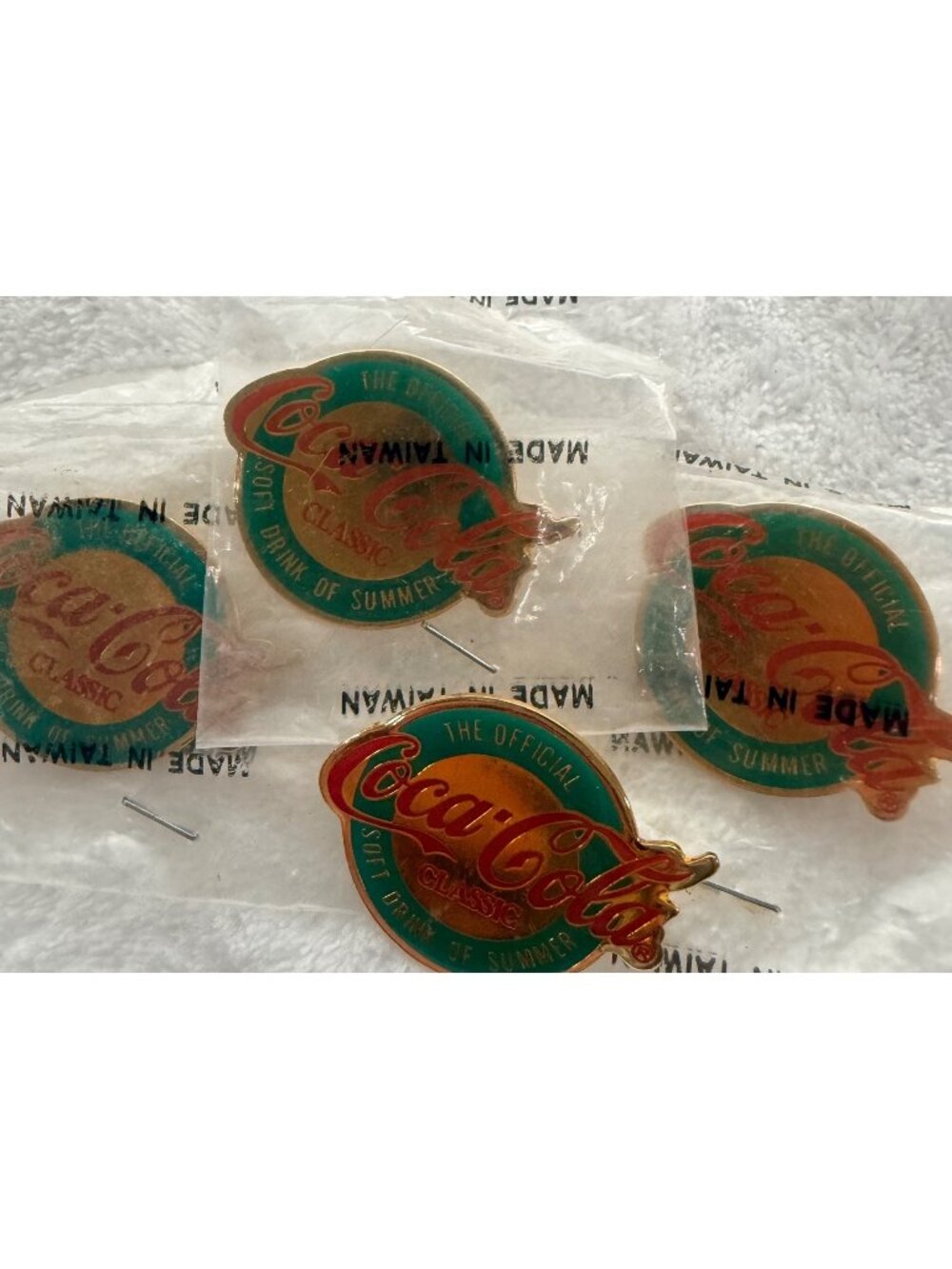 Coca-Cola Classic Metal Lapel Pins "Soft Drink Of Summer" Set Of 4 Collectibles